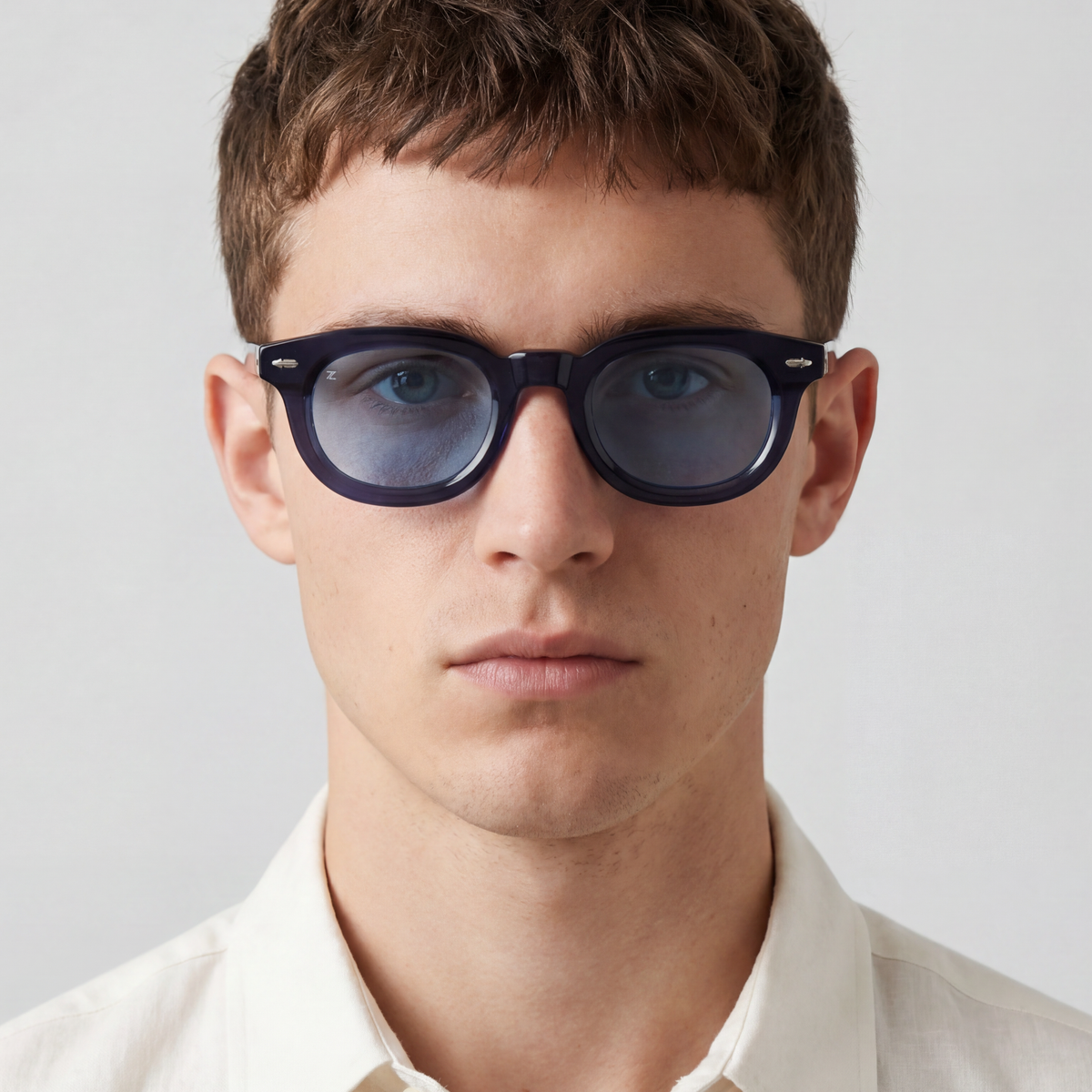 Model wearing Azure sunglasses